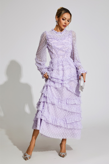 Malan Light Purple Floral Midi Dress