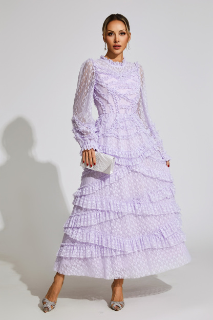 Malan Light Purple Floral Midi Dress