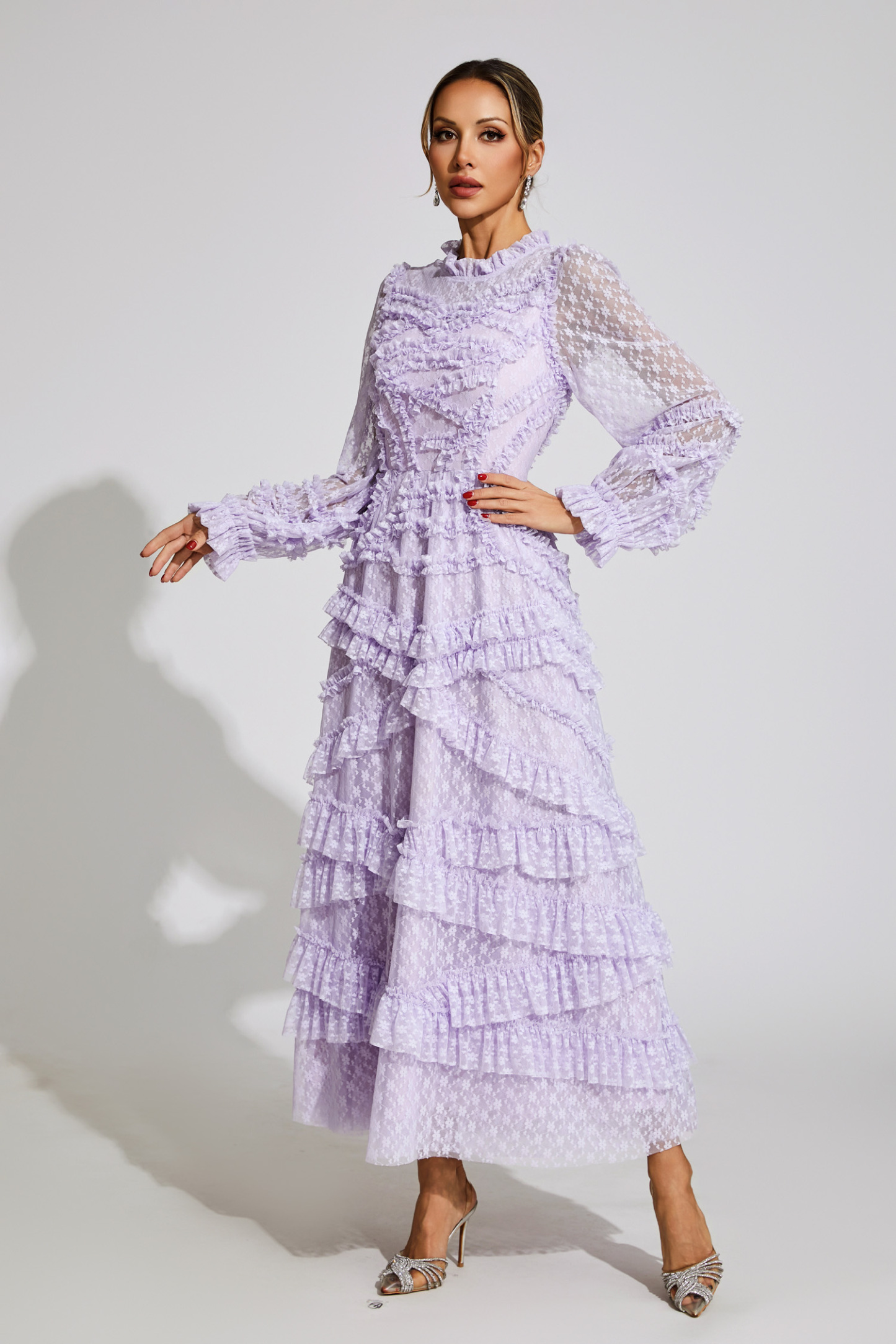 Malan Light Purple Floral Midi Dress