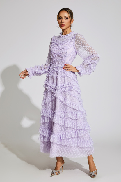 Malan Light Purple Floral Midi Dress