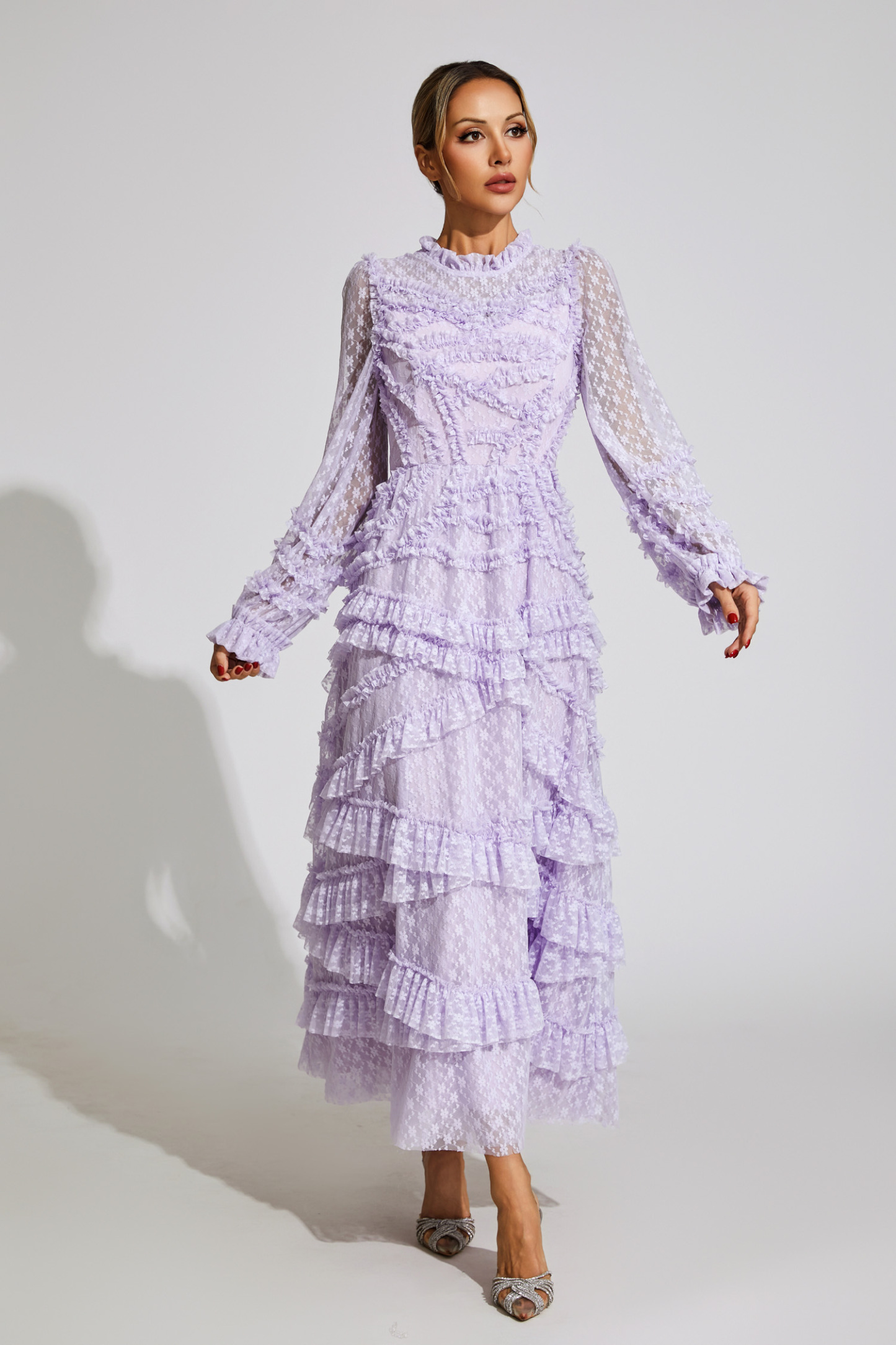 Malan Light Purple Floral Midi Dress