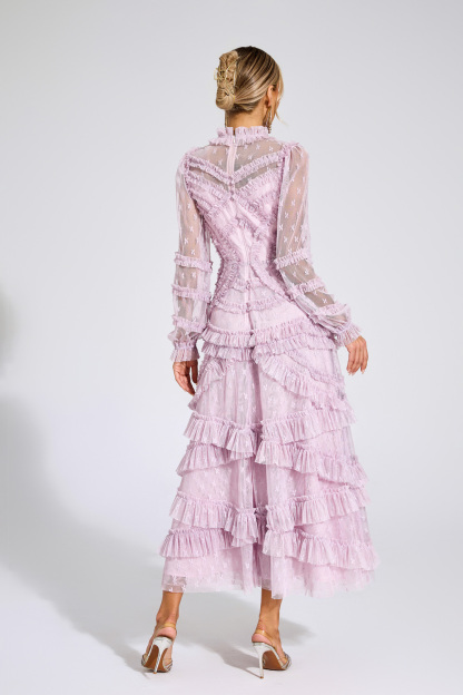 Malan Light Purple Floral Midi Dress