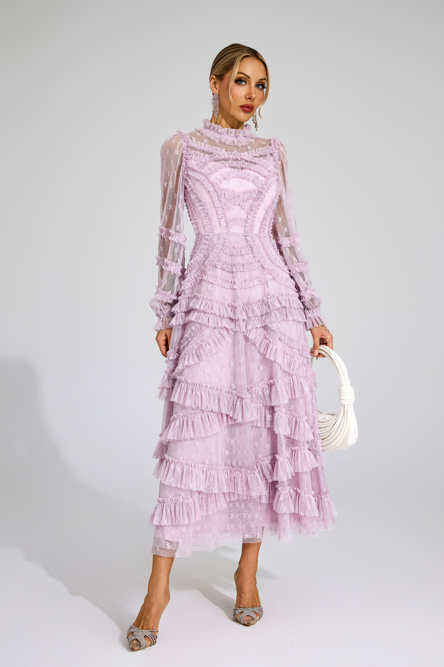 Malan Light Purple Floral Midi Dress