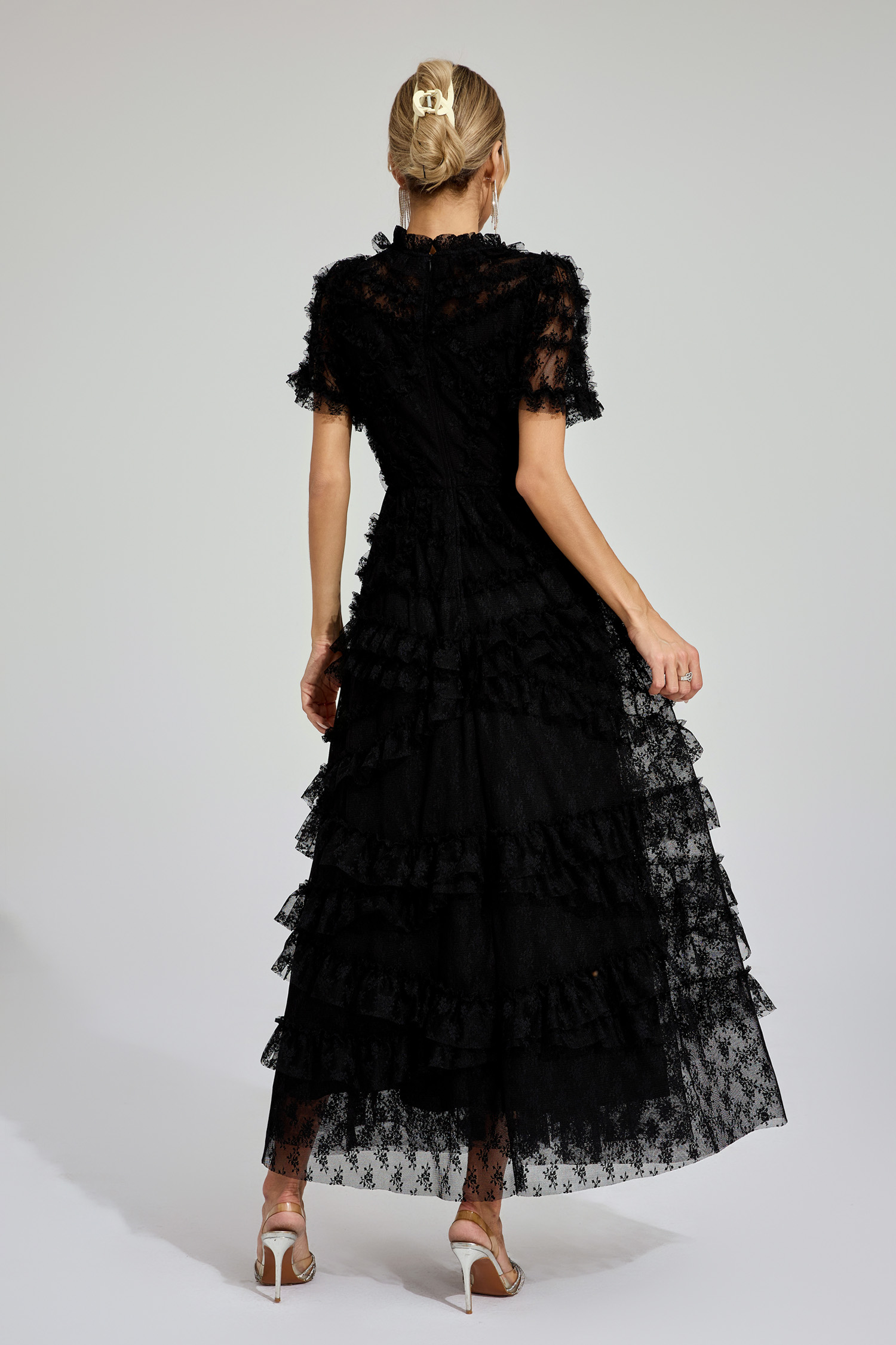 Malan Black Floral Midi Dress