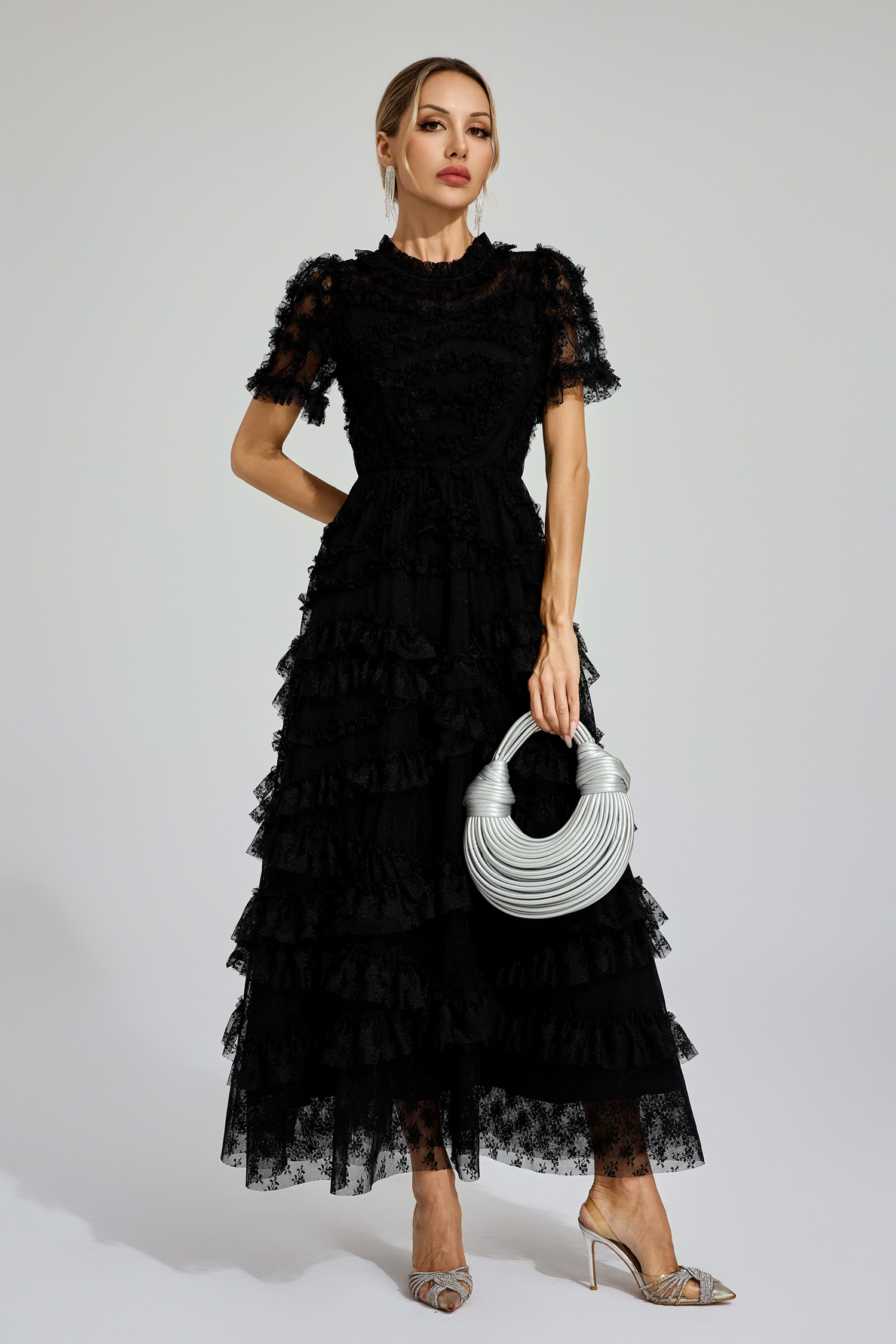 Malan Black Floral Midi Dress