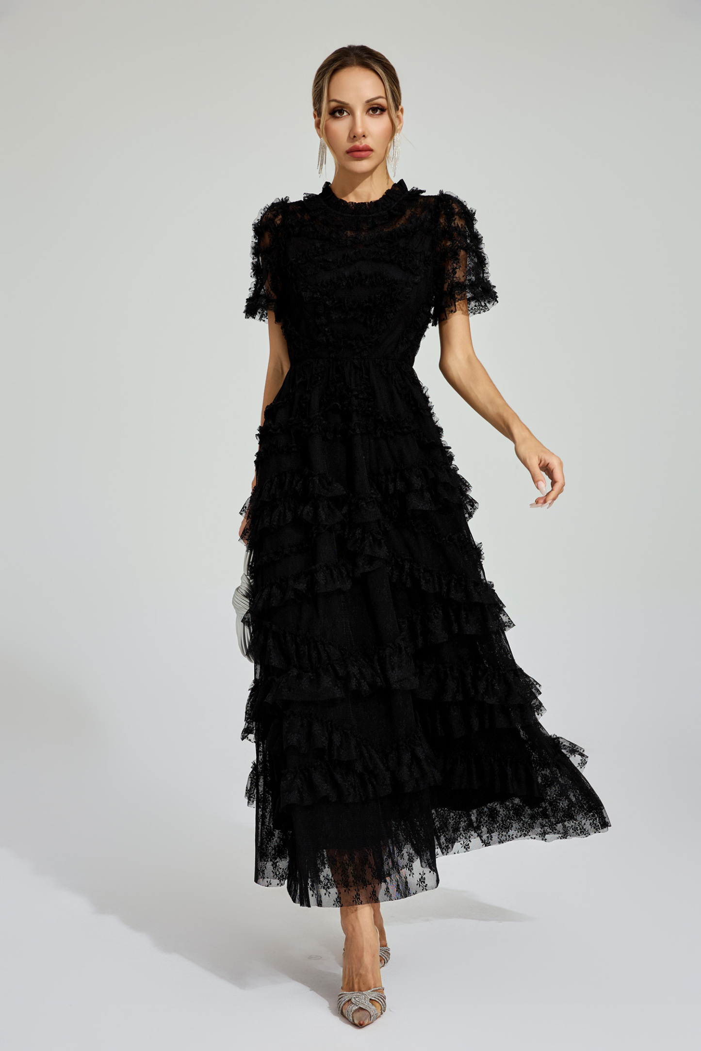 Malan Black Floral Midi Dress