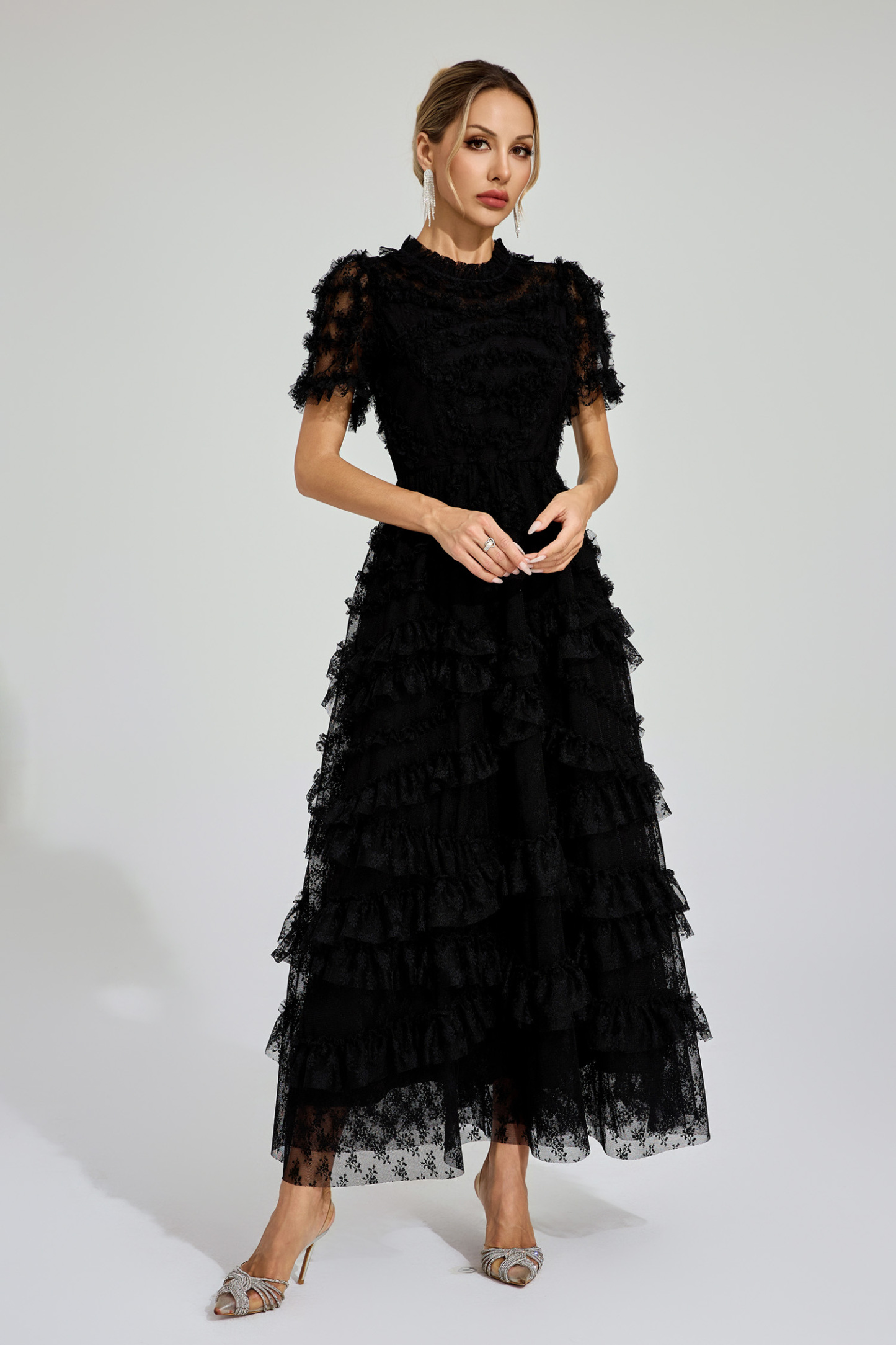 Malan Black Floral Midi Dress