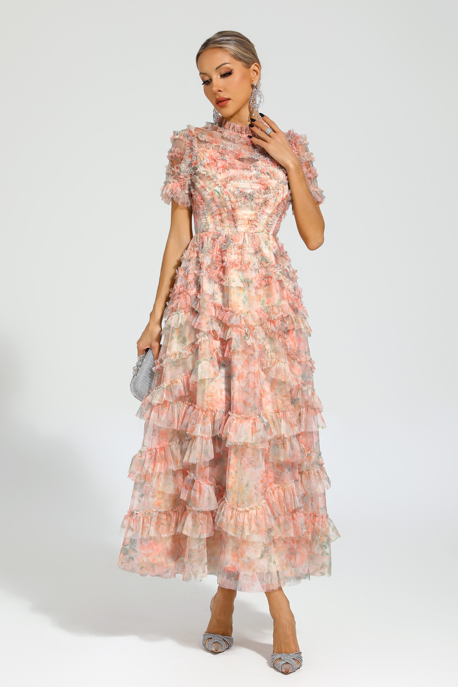 Malan Pink Floral Midi Dress