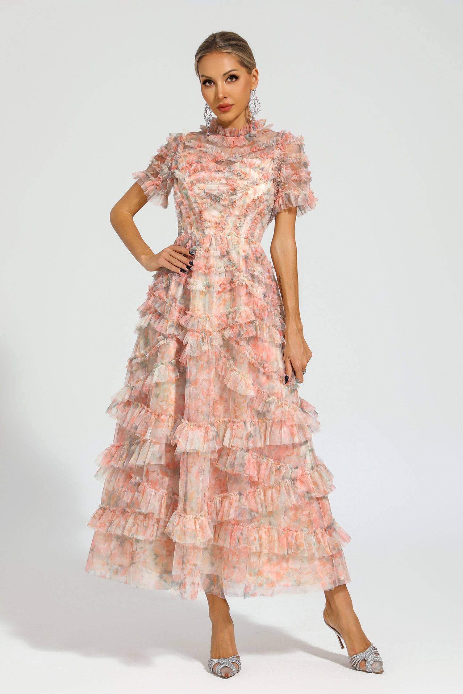 Malan Pink Floral Midi Dress