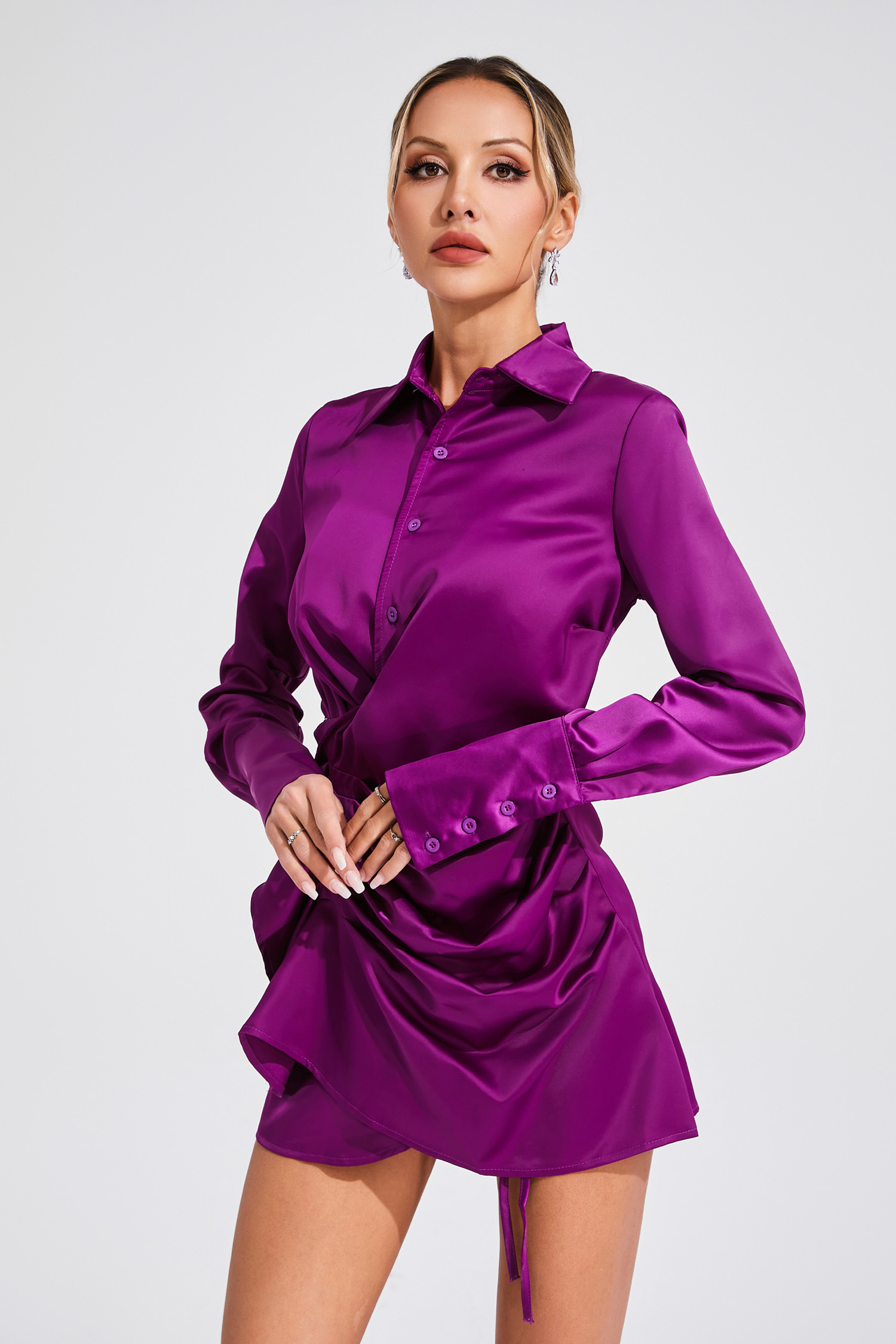 Truda Purple Long Sleeve Mini Dress