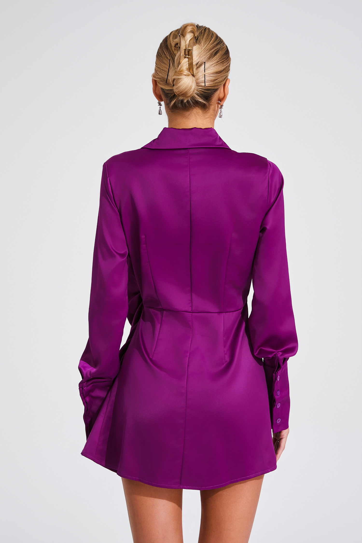 Truda Purple Long Sleeve Mini Dress