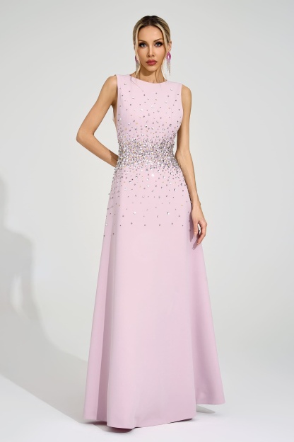 Milton Light Pink Diamond Maxi Dress