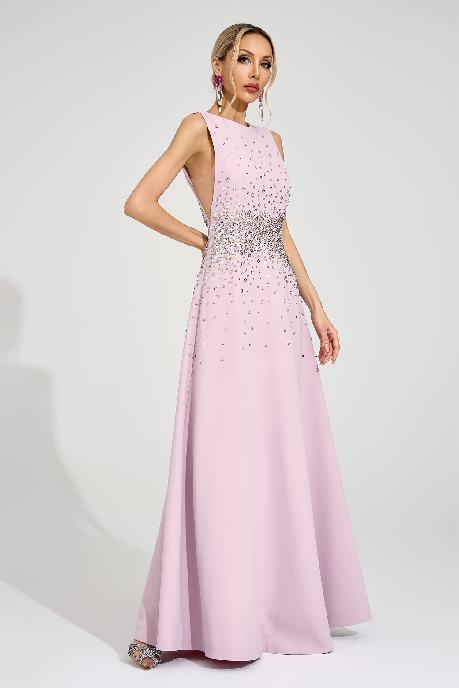 Milton Light Pink Diamond Maxi Dress