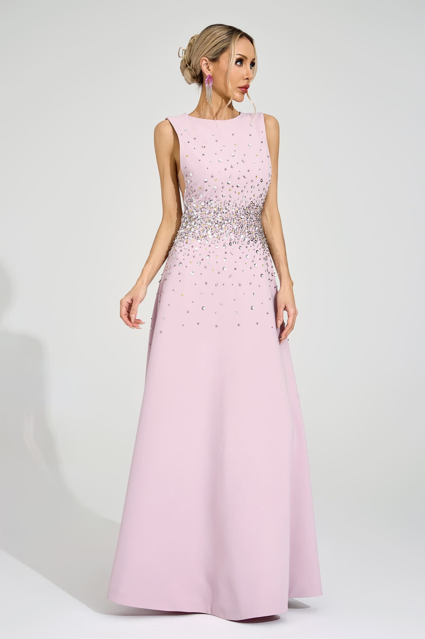 Milton Light Pink Diamond Maxi Dress