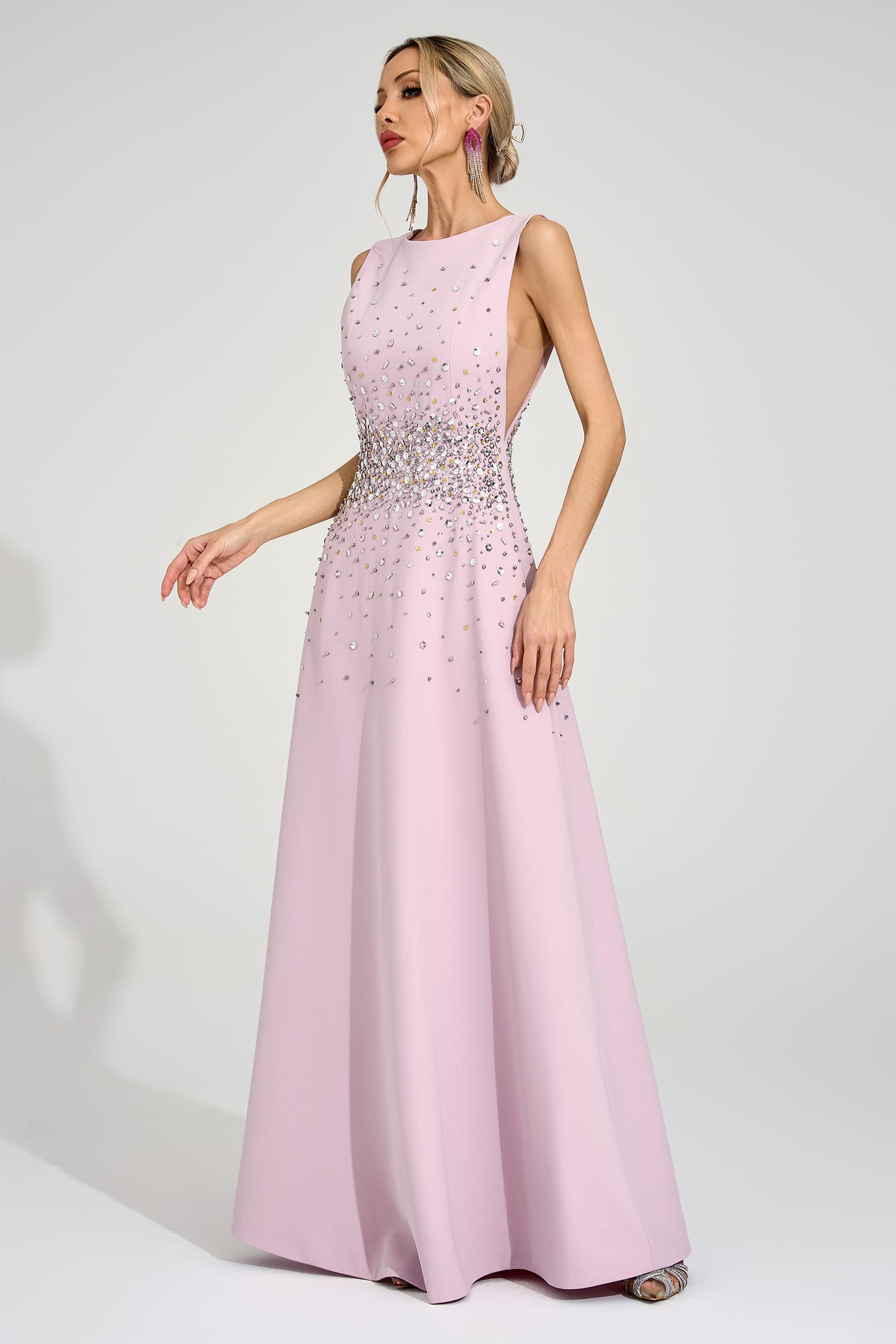 Milton Light Pink Diamond Maxi Dress