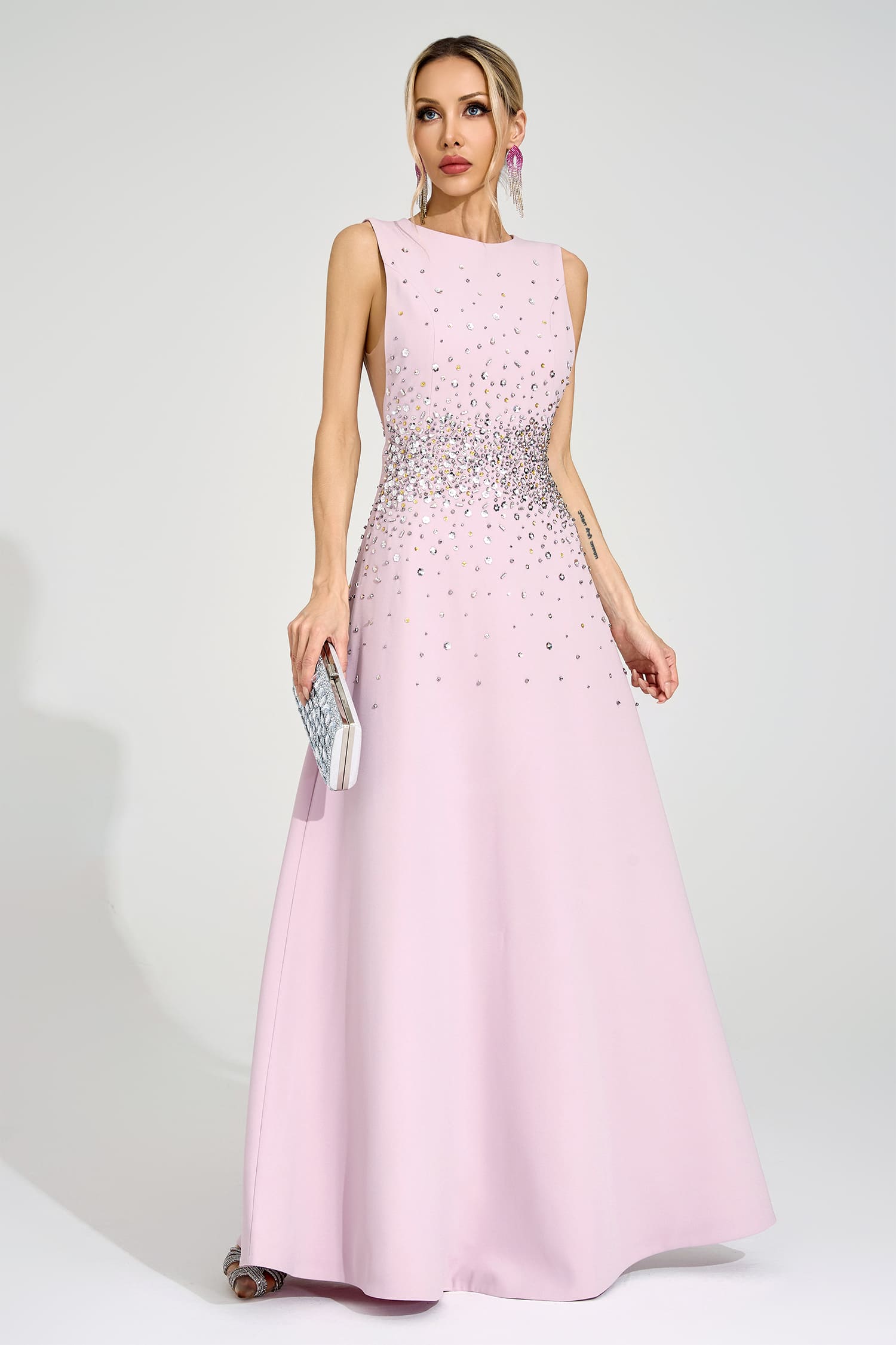 Milton Light Pink Diamond Maxi Dress