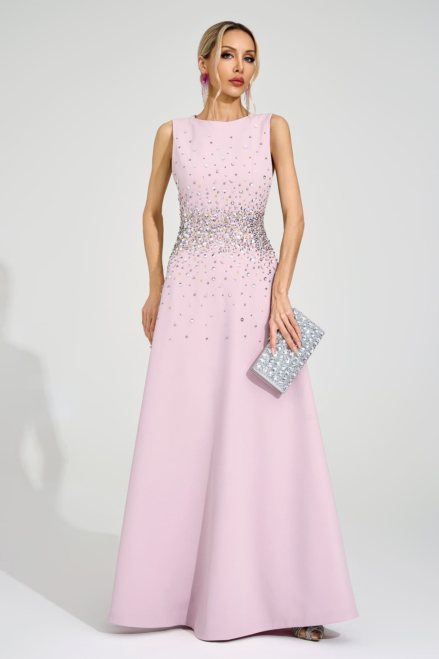 Milton Light Pink Diamond Maxi Dress