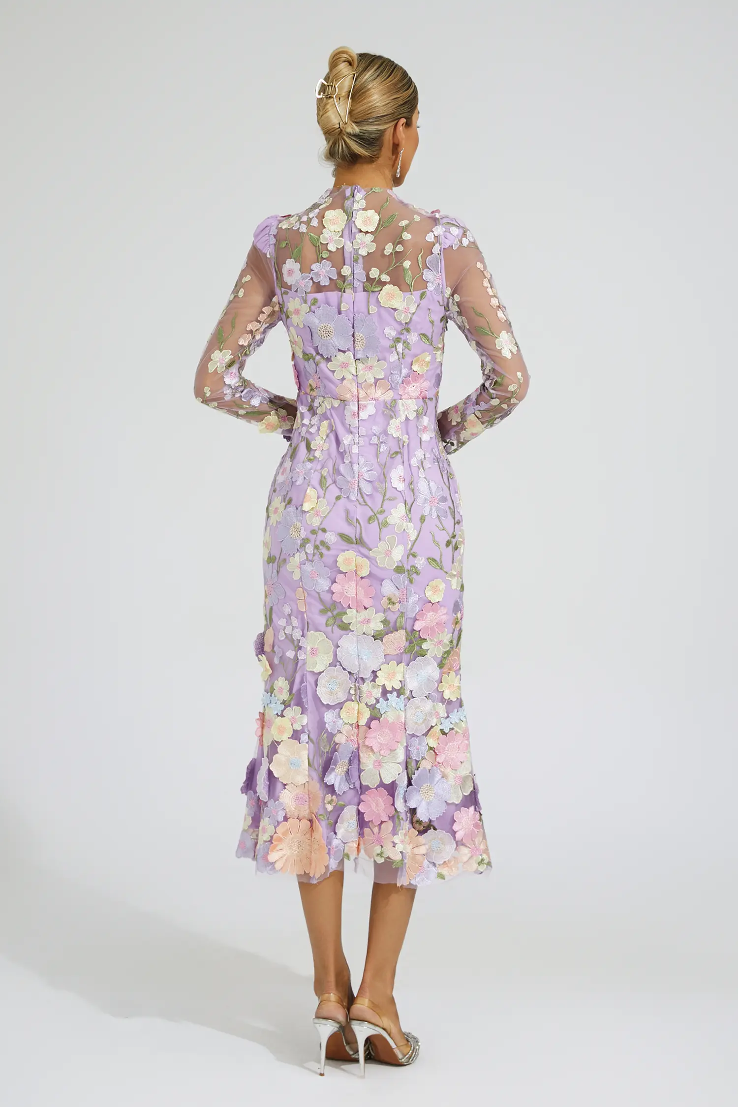 Priestley Purple Flower Embroidered Dress