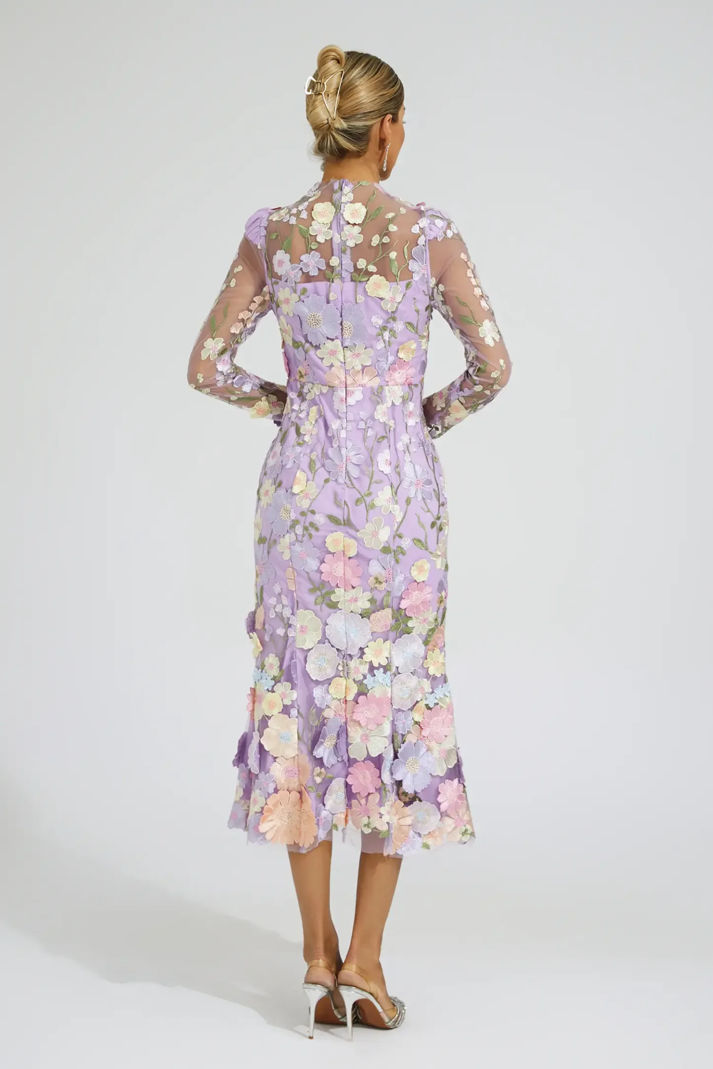 Priestley Purple Flower Embroidered Dress