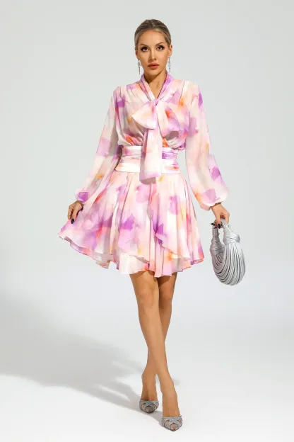 Edgar Pink Floral Mini Dress