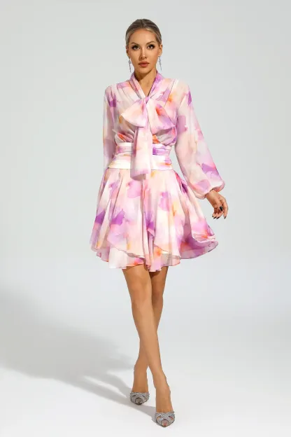 Edgar Pink Floral Mini Dress