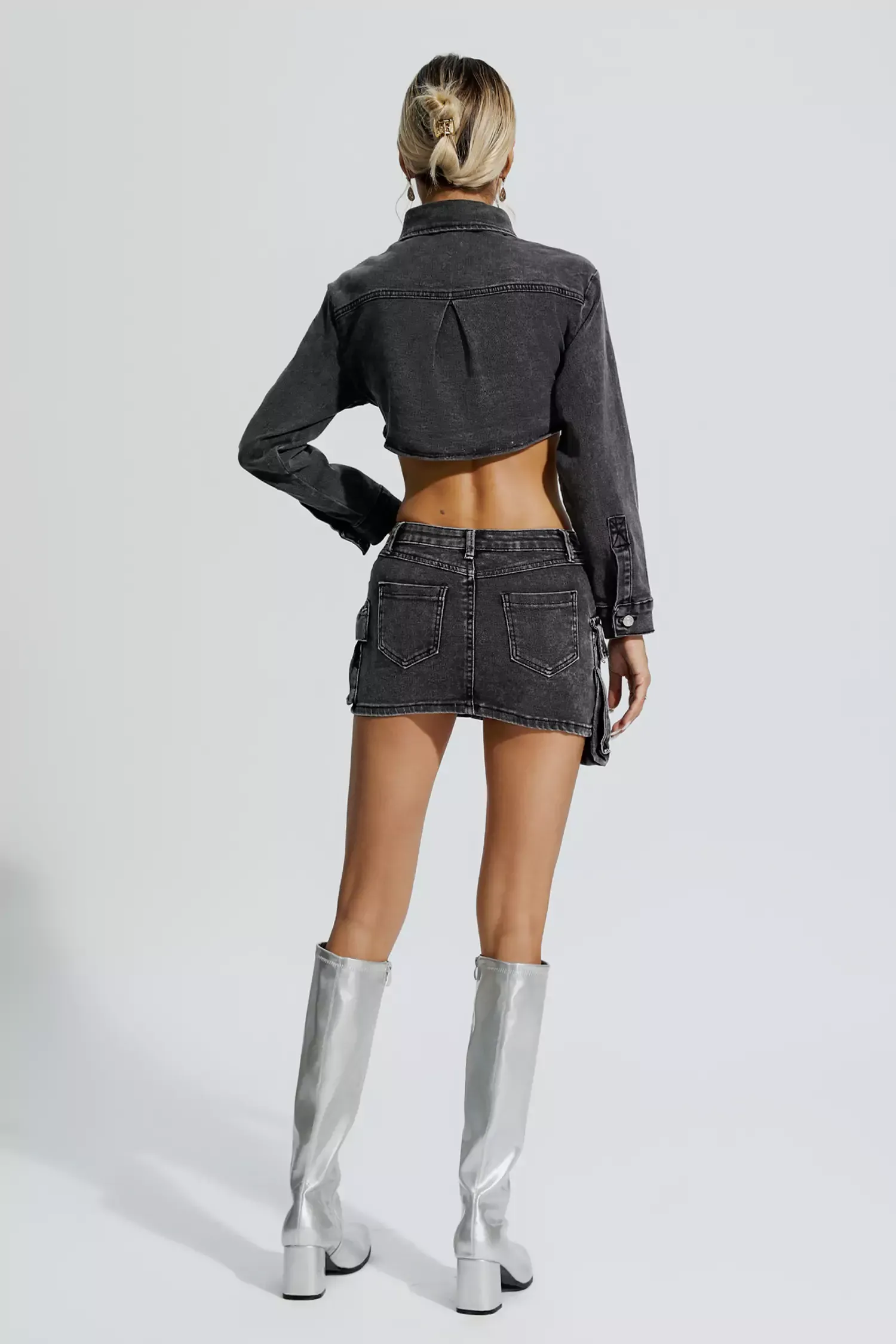 Kristin Grey Irregular Denim Set