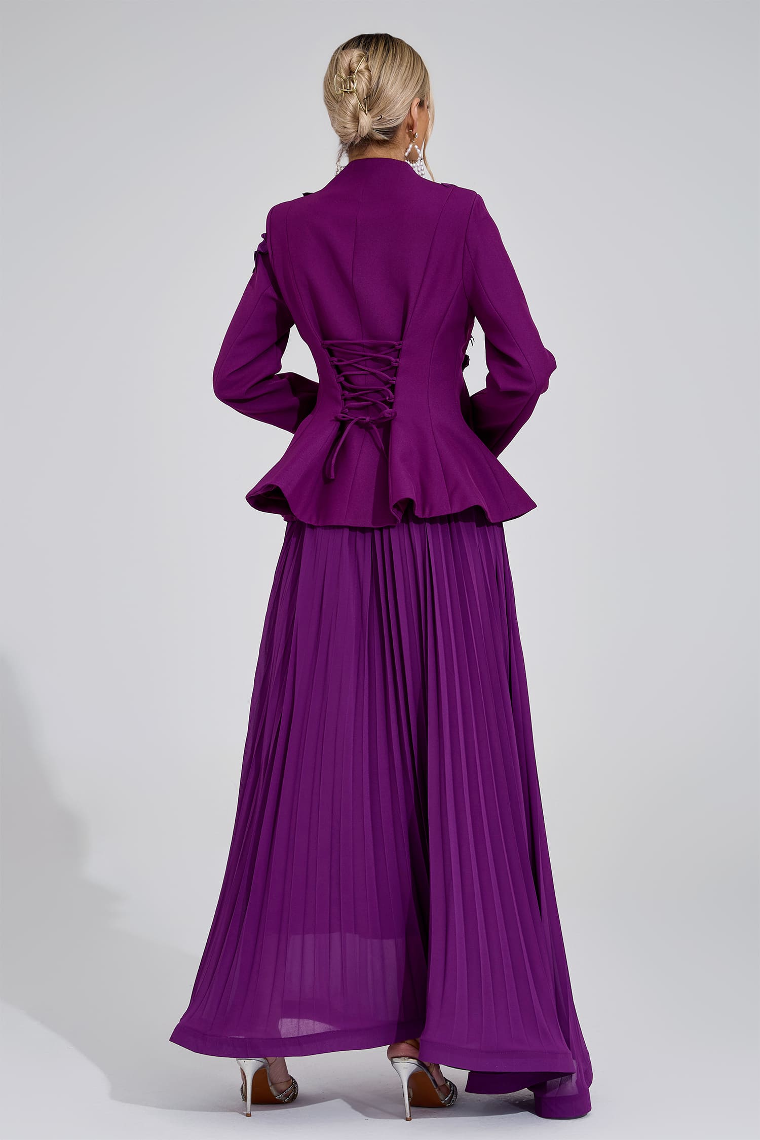 Tove Purple Pleated Set