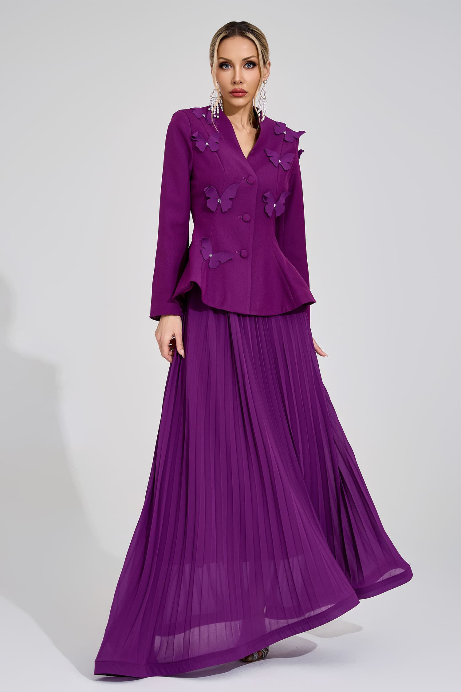 Tove Purple Pleated Set