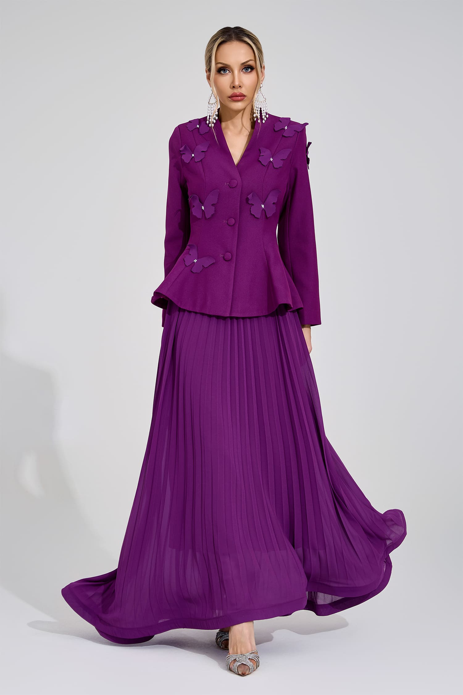 Tove Purple Pleated Set