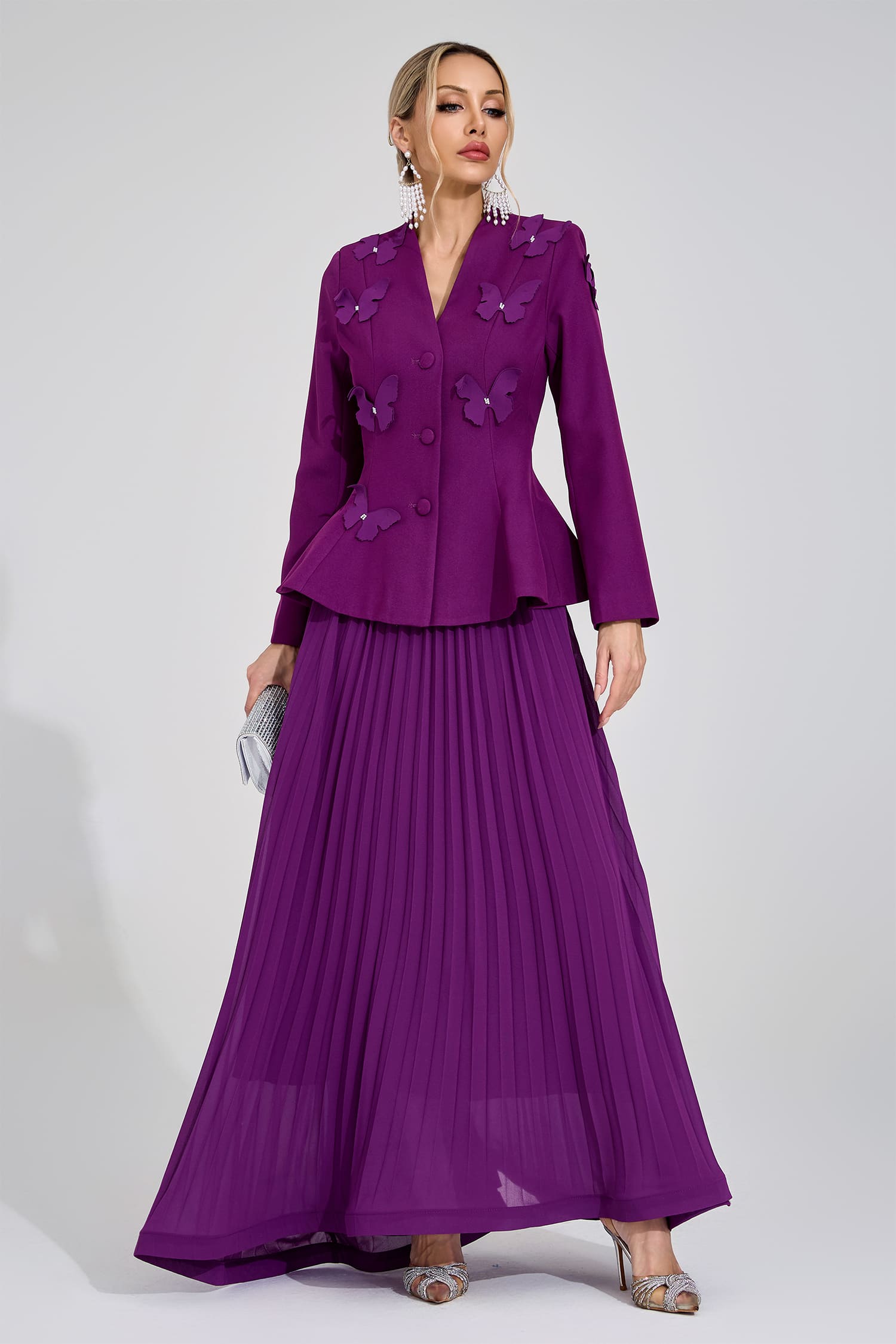 Tove Purple Pleated Set