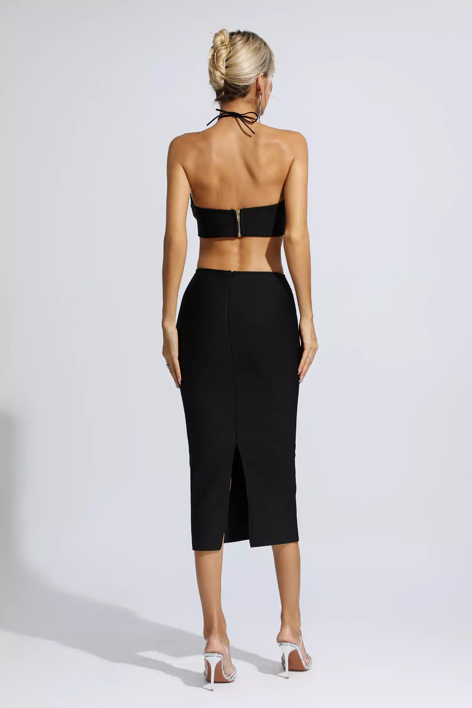 Vito Black Floral Cutout Midi Dress