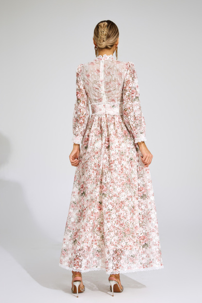 Marion Pink Floral Long Sleeve Dress