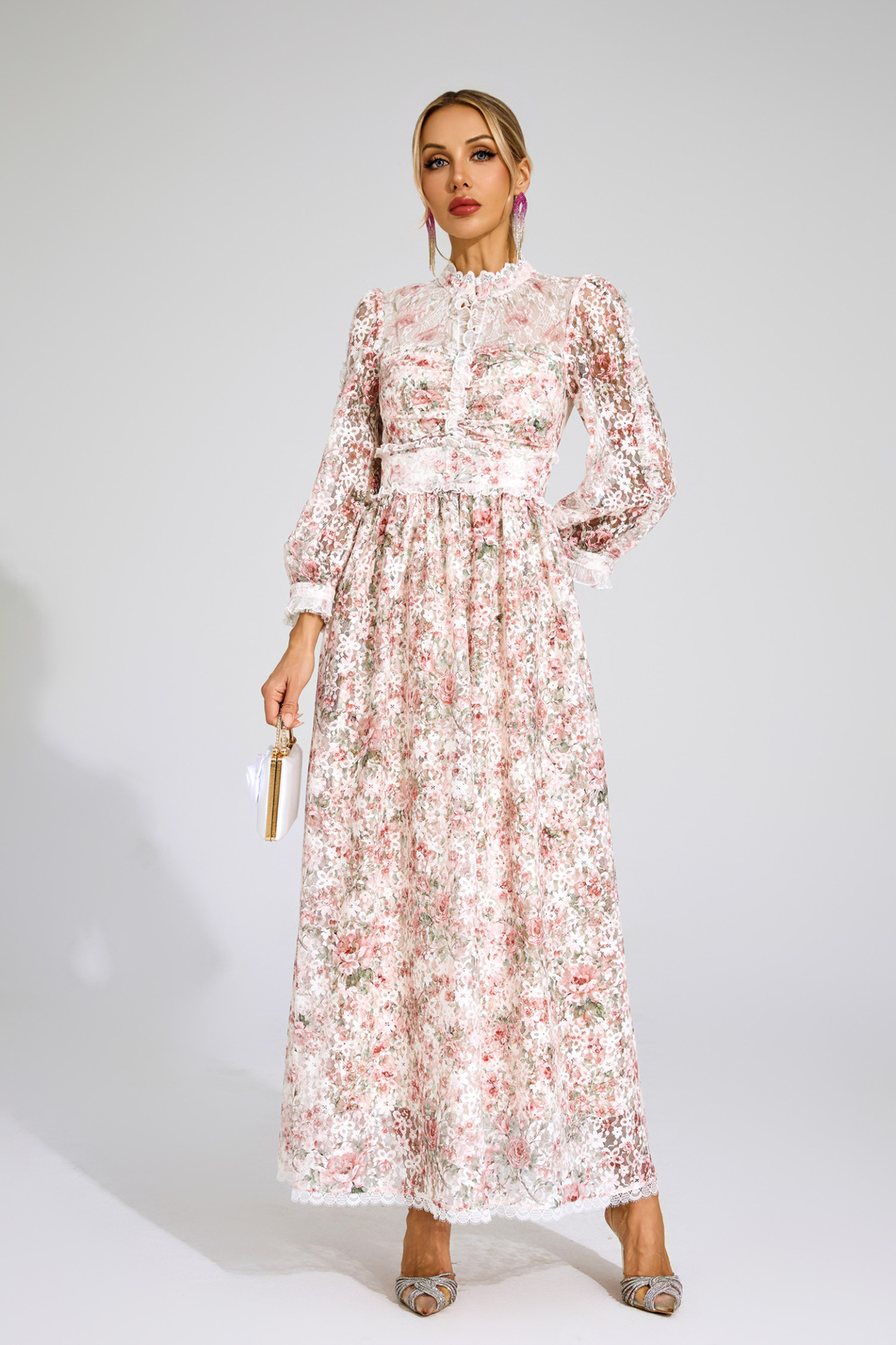 Marion Pink Floral Long Sleeve Dress