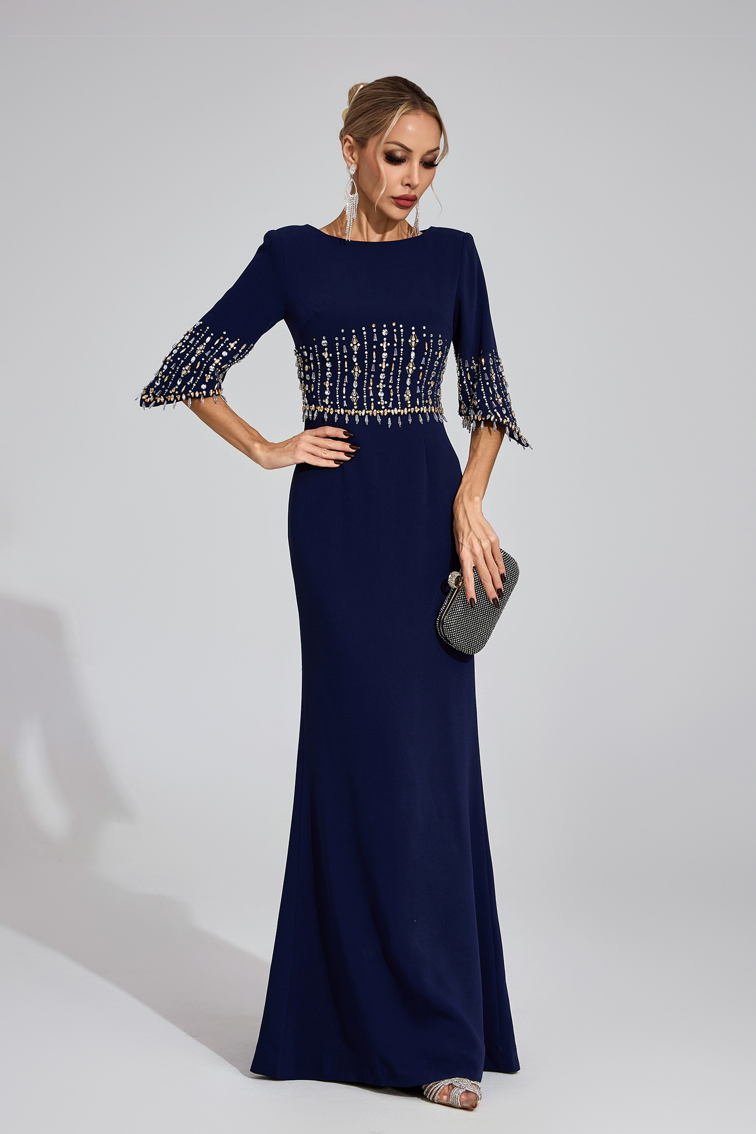 Lea Dark Blue Diamond Maxi Dress