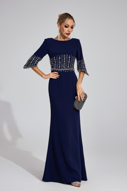 Lea Dark Blue Diamond Maxi Dress