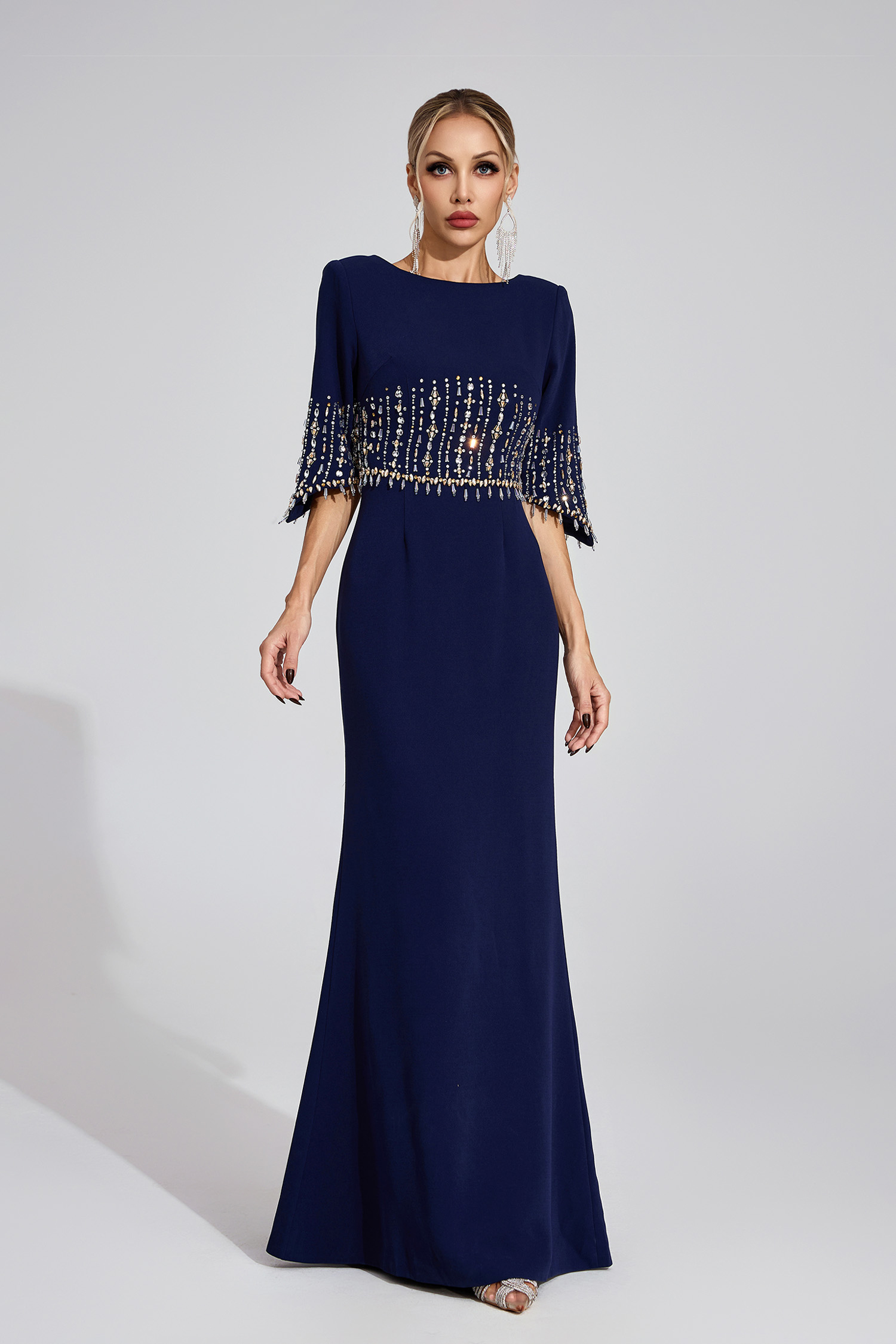 Lea Dark Blue Diamond Maxi Dress
