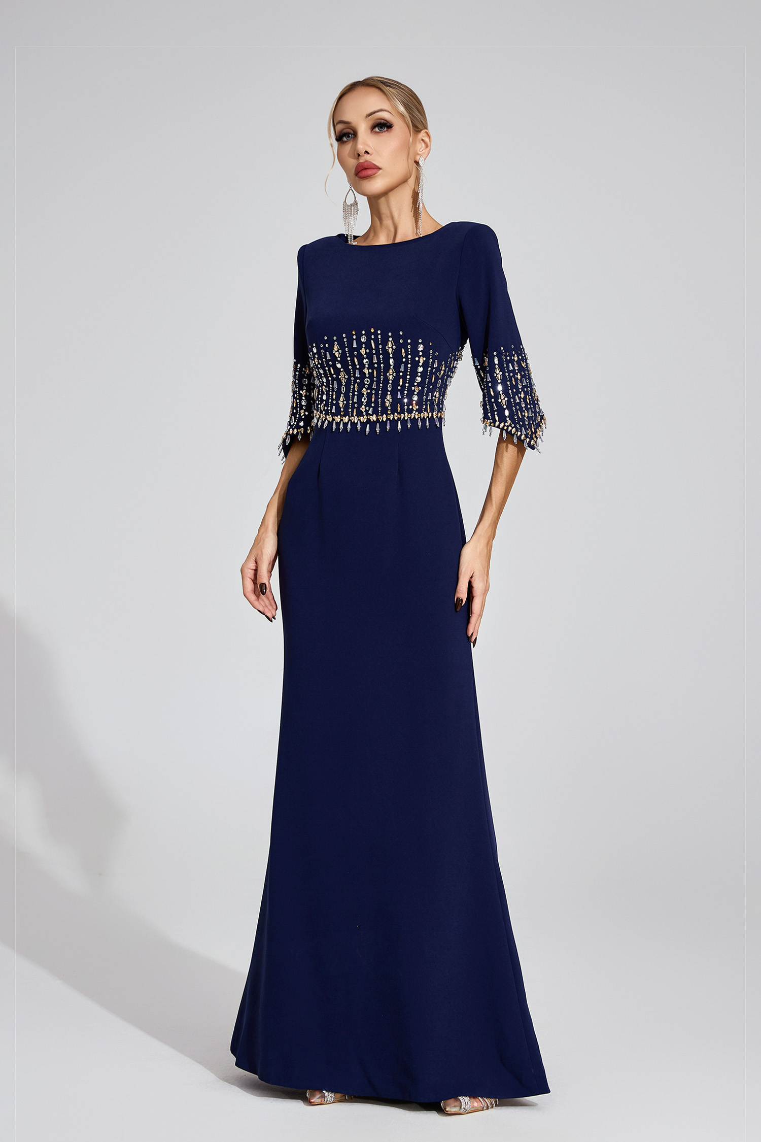 Lea Dark Blue Diamond Maxi Dress