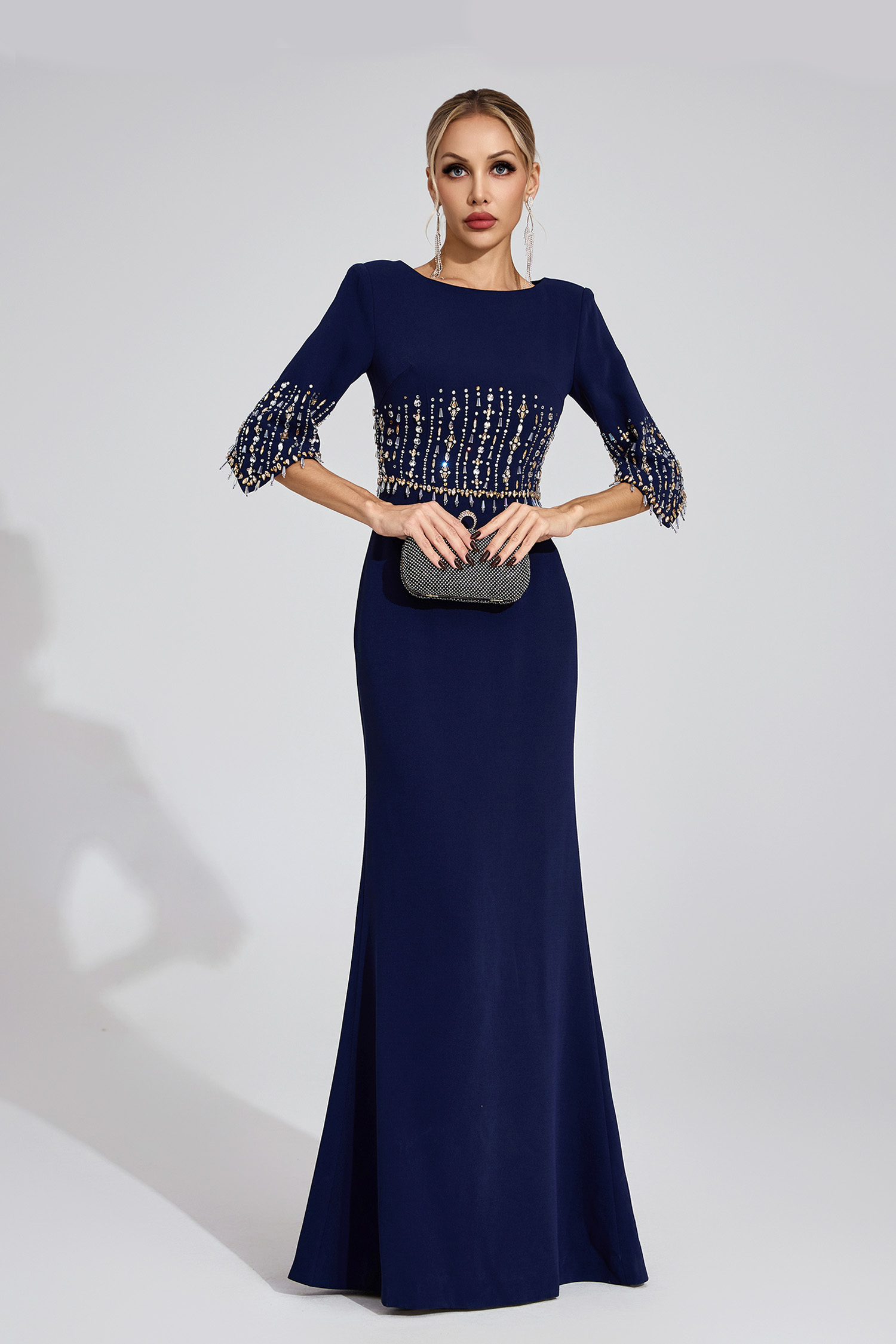 Lea Dark Blue Diamond Maxi Dress
