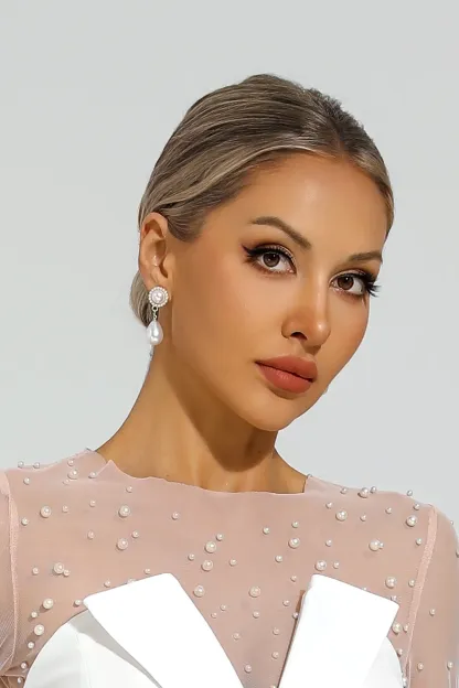Alva White Pear Earrings