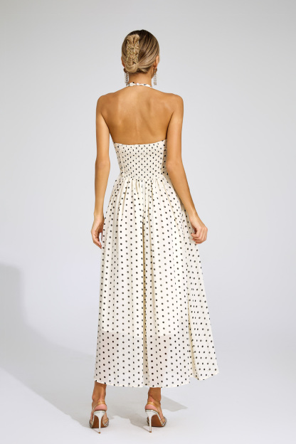 Bertha White Polka Dot Halter Dress