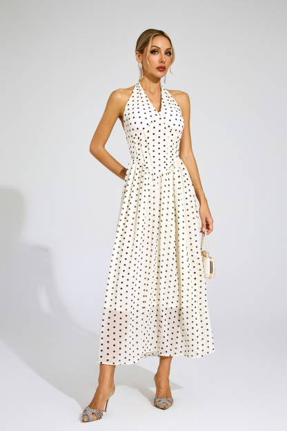 Bertha White Polka Dot Halter Dress