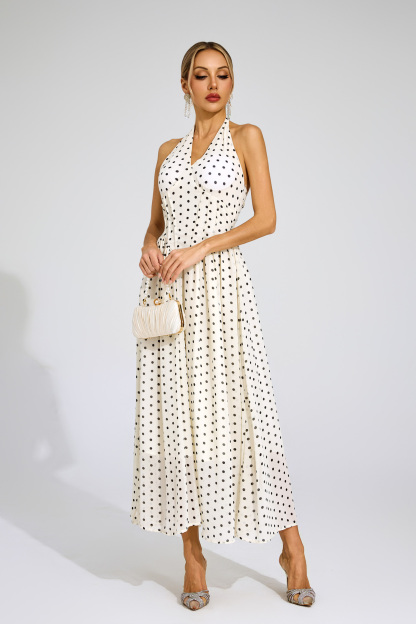 Bertha White Polka Dot Halter Dress