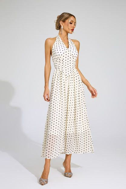 Bertha White Polka Dot Halter Dress
