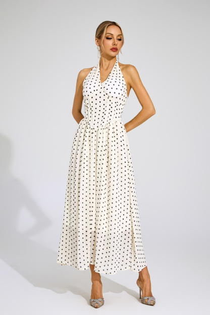 Bertha White Polka Dot Halter Dress