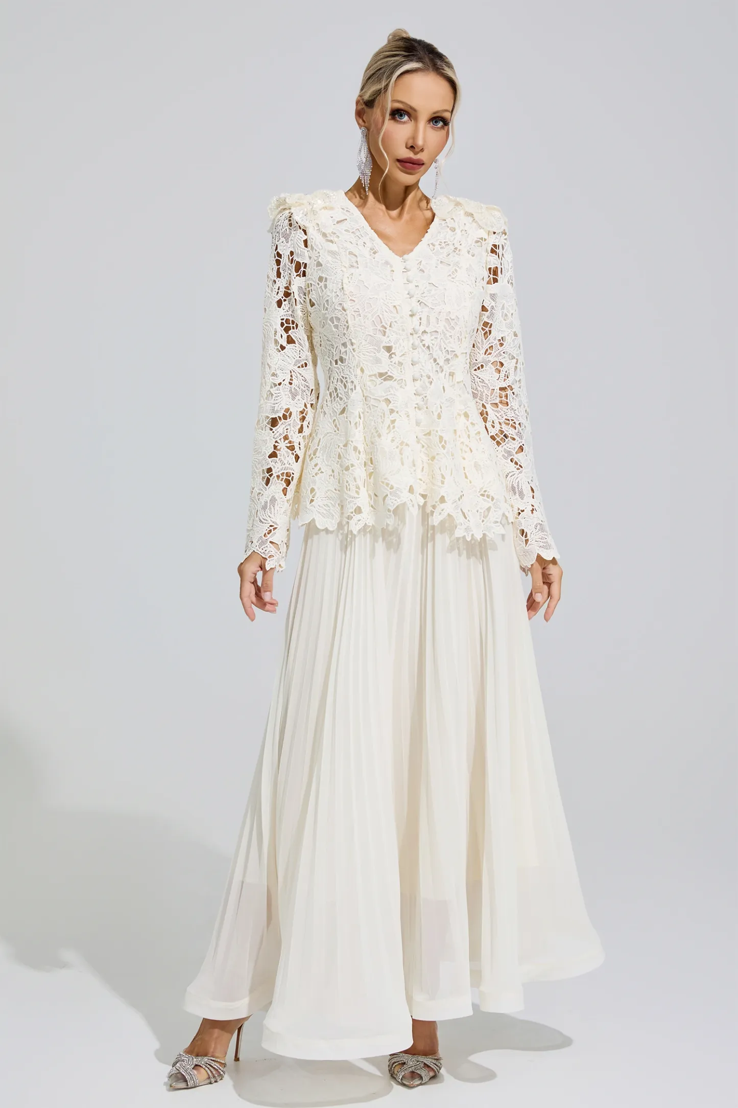 Anthony Apricot Pleated Set