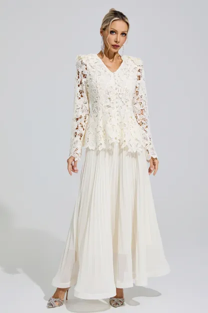 Anthony Apricot Pleated Set