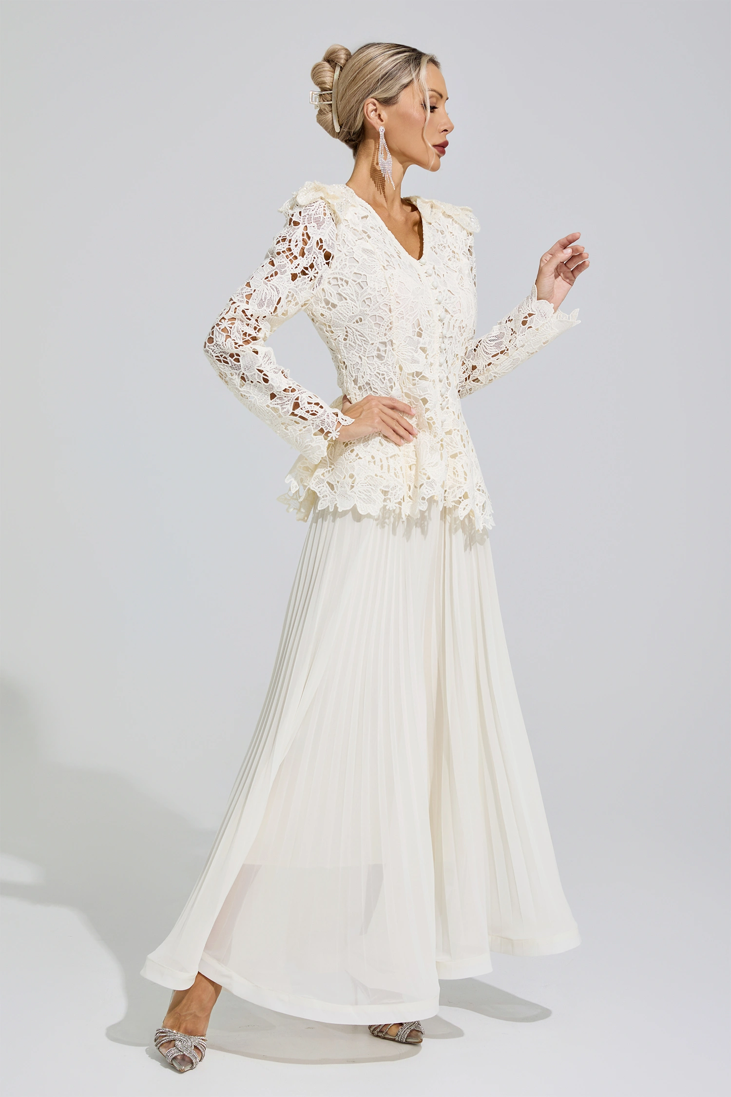 Anthony Apricot Pleated Set