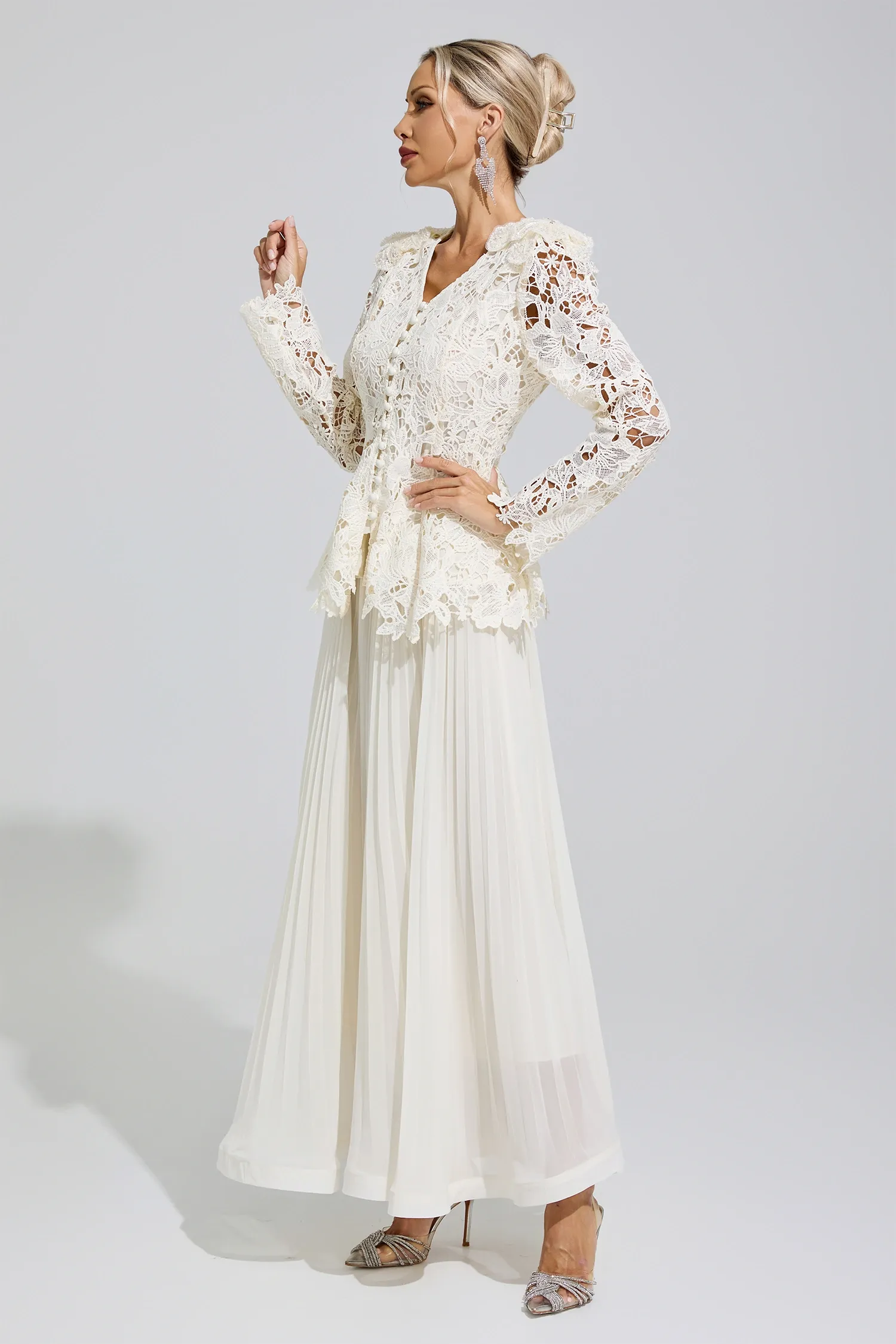 Anthony Apricot Pleated Set