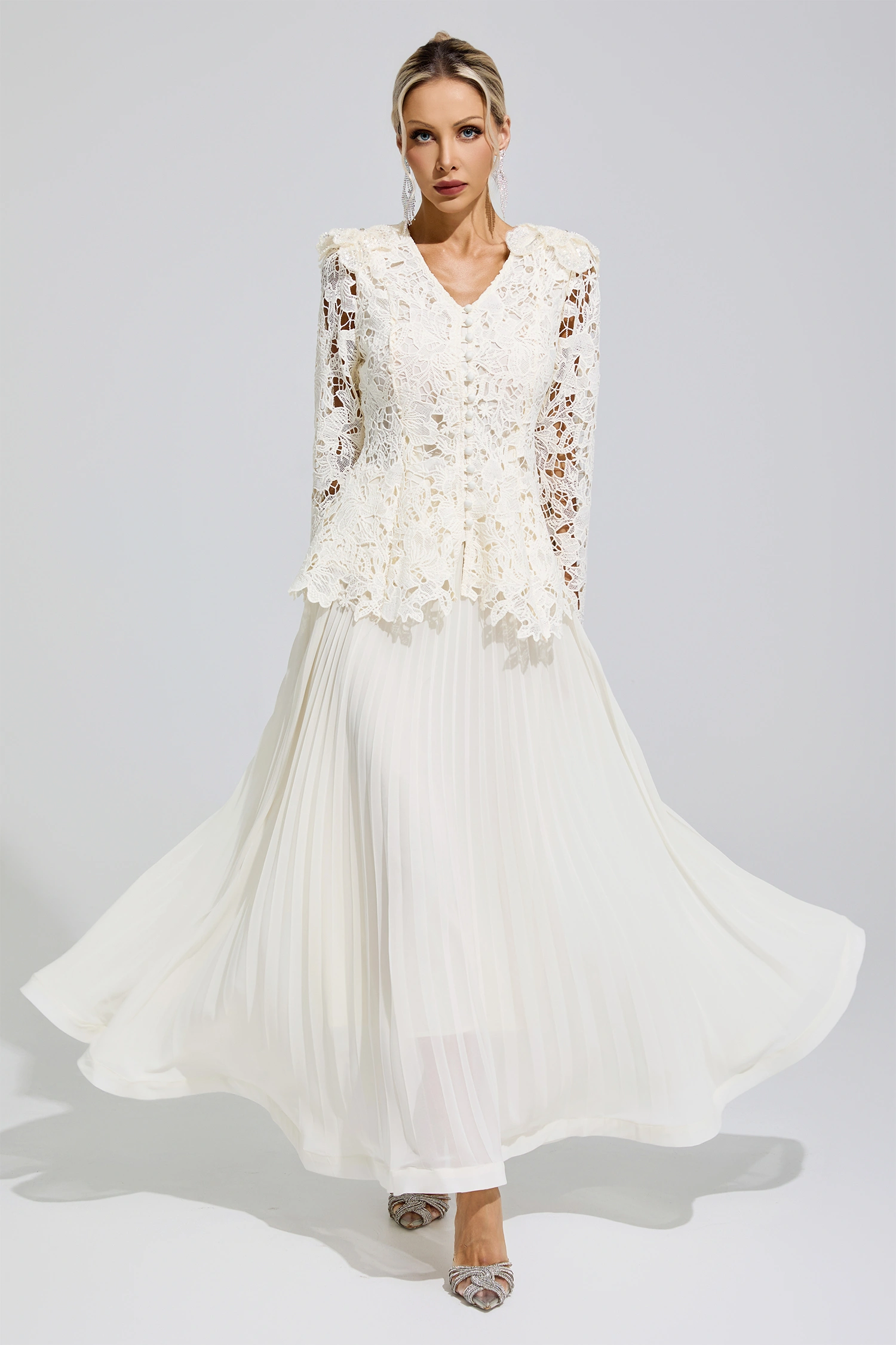 Anthony Apricot Pleated Set