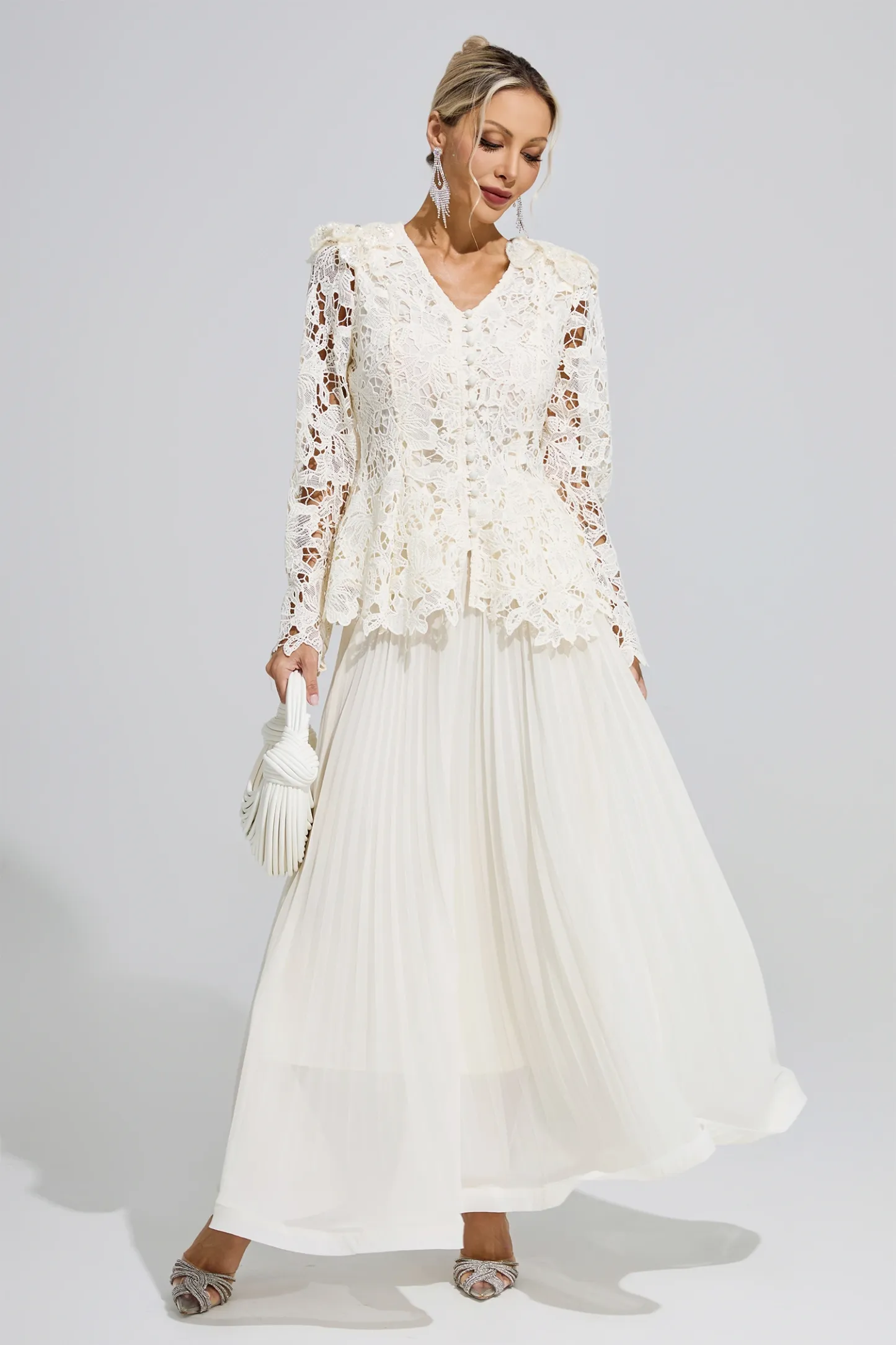 Anthony Apricot Pleated Set